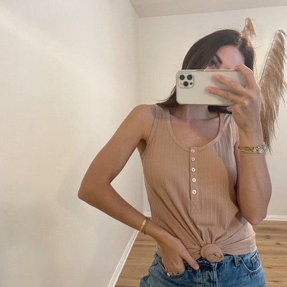 More To Adore Ribbed Henley Tank Top - Picture 6 of 7